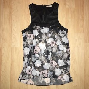 NICOLETTE FAUX LEATHER & SHEER PEEP HOLE TOP